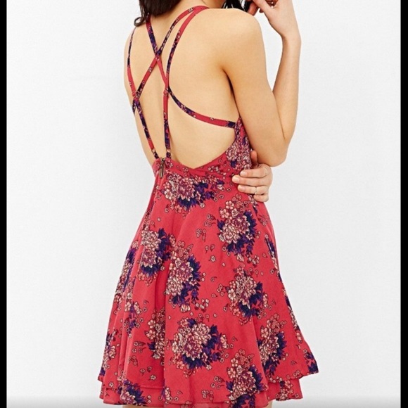 Urban Outfitters Kimchi Blue Floral Mini Dress with Cross Back Straps - Picture 4 of 4